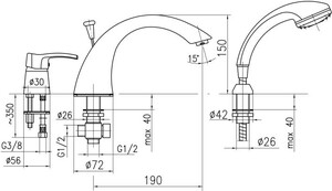 Armatura Bateria Kwarc wannowa