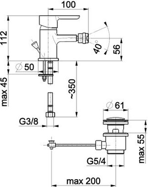 Armatura Bateria Granat bidetowa