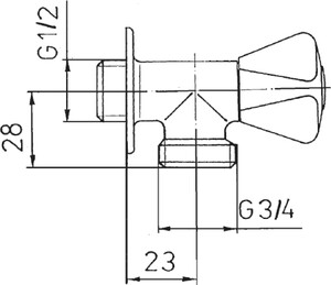 Armatura Zawór wodny kątowy typu "standard" 1/2 x 3/4cala
