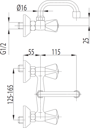 Armatura Bateria Standard umywalkowa ścienna