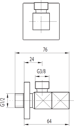 Armatura Zawór wodny kątowy typu "kwadrat" 1/2 x 3/8cala
