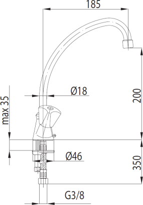 Armatura Bateria Standard zlewozmywakowa stojąca