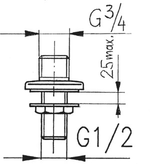 Armatura Przyłącze wannowe proste 1/2 x 3/4 cala