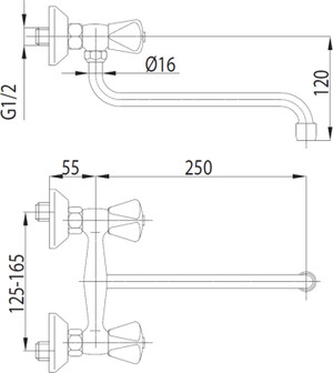 Armatura Bateria Standard zlewozmywakowa ścienna