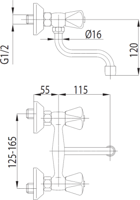 Armatura Bateria Standard zlewozmywakowa ścienna