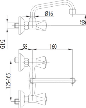 Armatura Bateria Standard umywalkowa ścienna