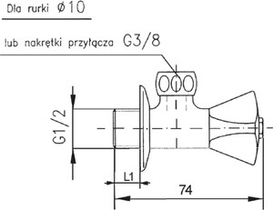 Armatura Zawór wodny kątowy typu "standard" 1/2 x 3/8cala