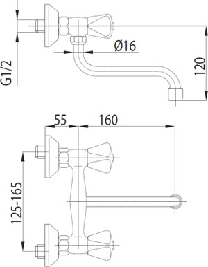 Armatura Bateria Standard zlewozmywakowa ścienna