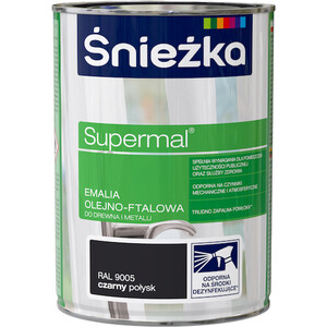 Śnieżka Emalia Supermal olejno-ftalowa czarna RAL 9005 połysk 400ml