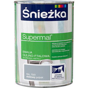 Śnieżka Emalia Supermal olejno-ftalowa stalowa RAL 7001 połysk 400ml