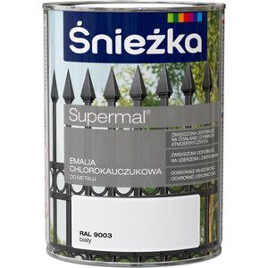 Śnieżka Emalia Supermal chlorokauczukowa  biały RAL 9003 połysk   900ml