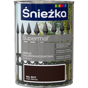 Śnieżka Emalia Supermal chlorokauczukowa  brąz ciemny RAL 8017 połysk   900ml