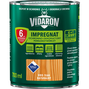 Vidaron Impregnat Ochronno - Dekoracyjny Powłokotwórczy teak naturalny mat 700ml