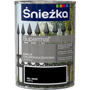 Śnieżka Emalia Supermal chlorokauczukowa  czarny RAL 9005 połysk   900ml