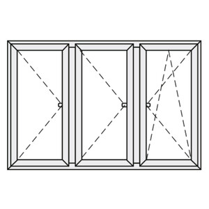 Sonarol Okno PVC 2065 x 1435mm, 3-szybowe, R+RU+R