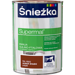 Śnieżka Emalia Supermal olejno-ftalowa  orzech średni RAL 8002  połysk   800ml